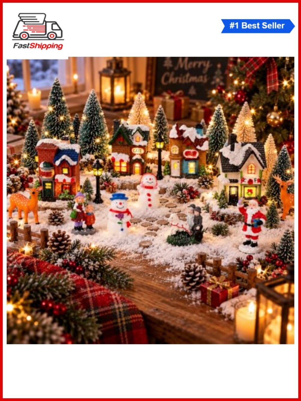 🎅 Lighted Christmas Village Set 31 Pc Miniature Houses Figurines Tabletop Decor